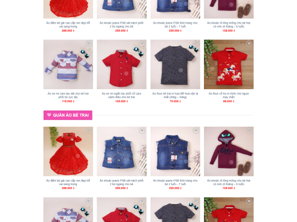 Mẫu website đẹp bán hàng thời trang trẻ em