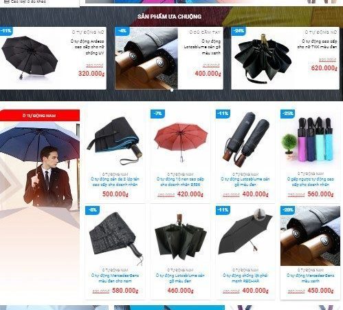 Mẫu website bán ô dù, áo mưa