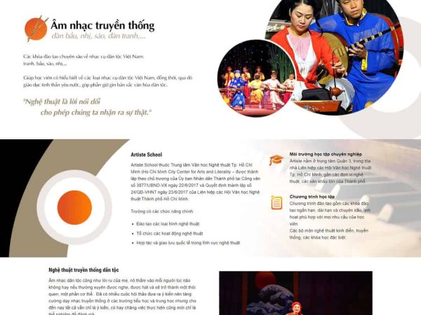 Mẫu website giới thiệu Artiste School