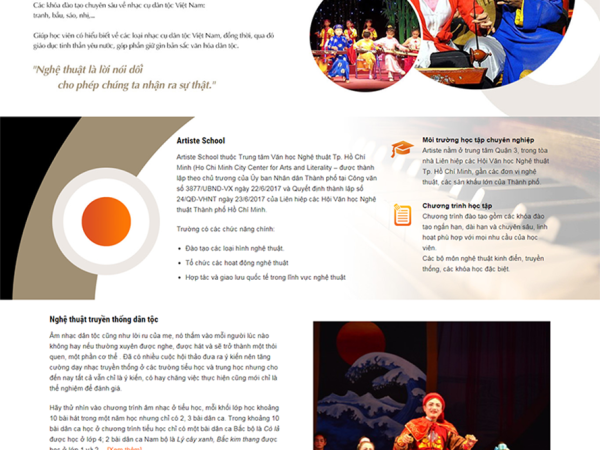 Mẫu website câu lạc bộ nghệ thuật wordpress