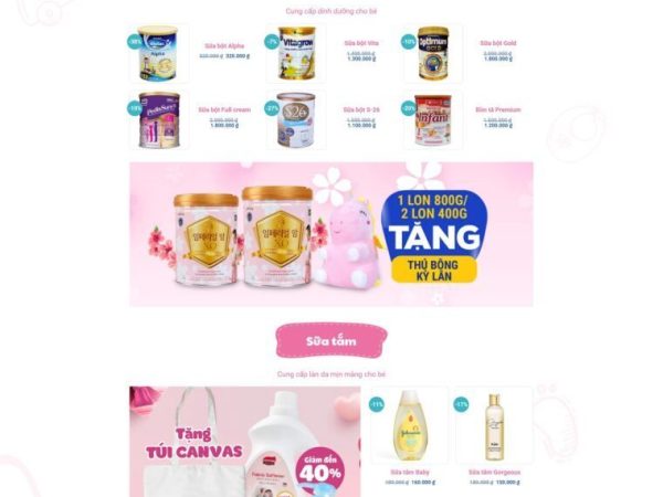 Mẫu Website bán đồ mẹ và bé mom baby 3 chuẩn đẹp