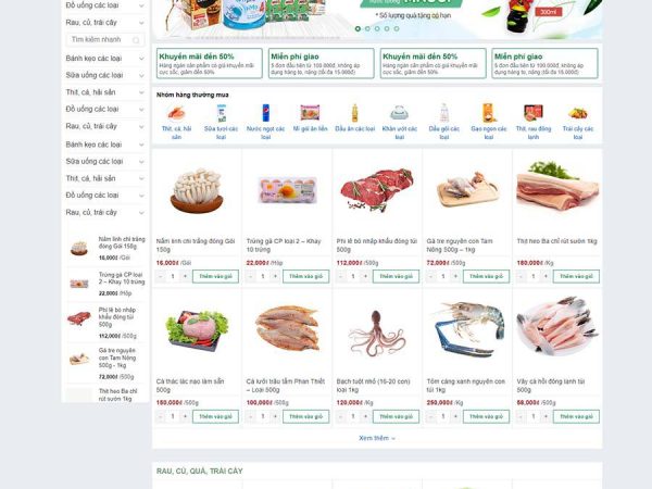 Mẫu website WordPress bách hóa xanh