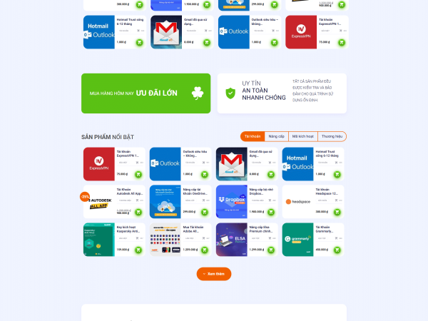 Mẫu Website bán sản phẩm số MMO Key phần mềm chuẩn đẹp