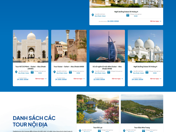 Mẫu Website bán tour du lịch vip gần giống safetours chuẩn đẹp
