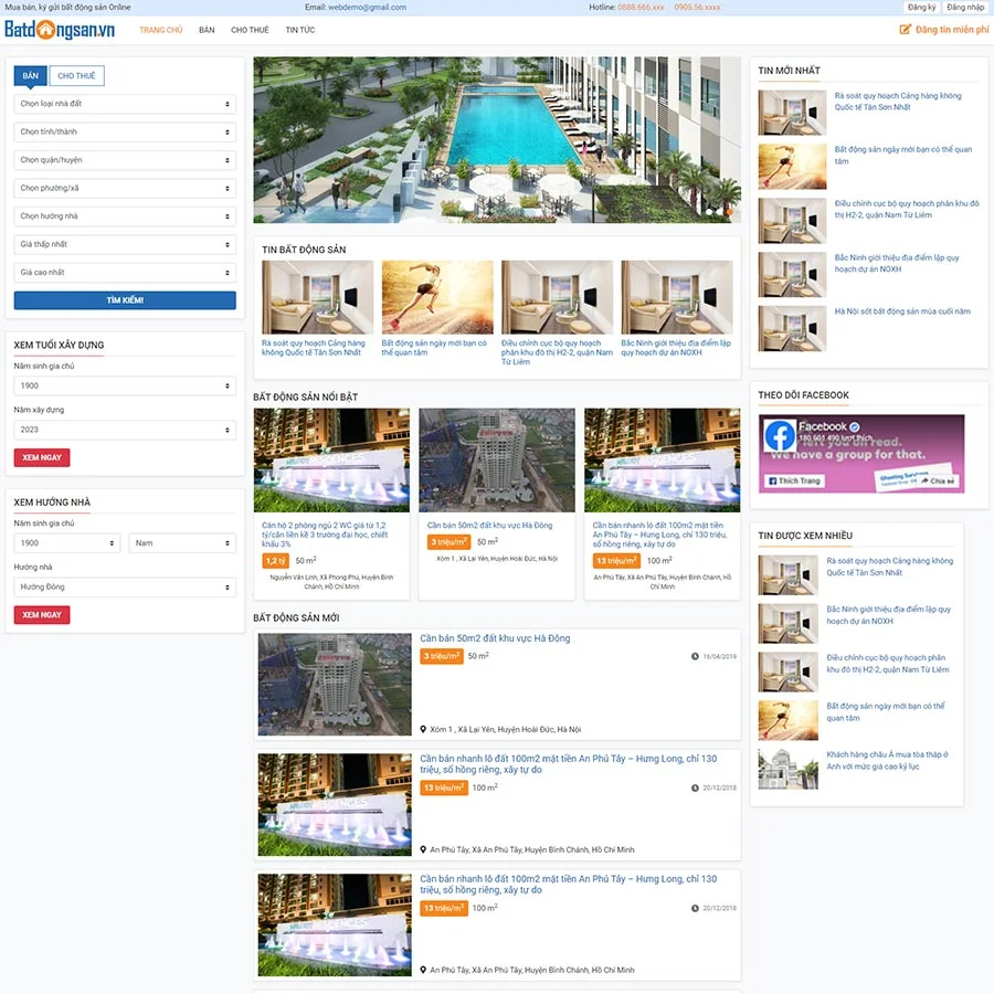 Mẫu Website bất động sản 34 chuẩn đẹp