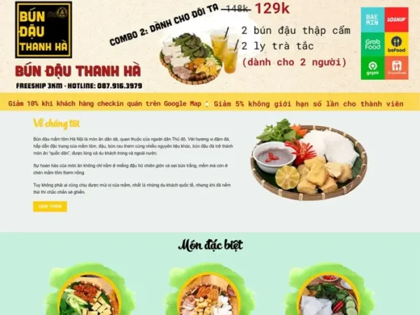 Mẫu Website bán đậu mắm tôm chuẩn đẹp