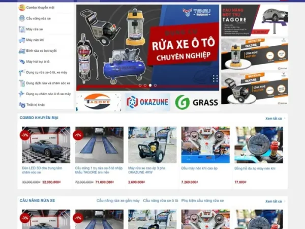 Mẫu Website bán thiết bị rửa xe ô tô chuẩn đẹp
