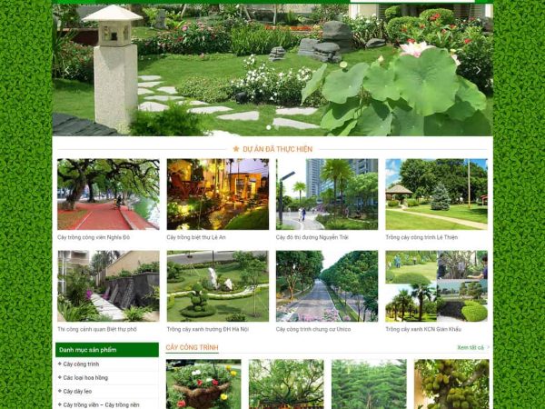 Mẫu website WordPress bán cây xanh, kiến trúc cảnh quan