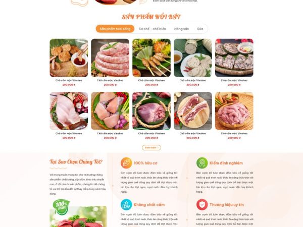 Mẫu Website shop bán đặc sản chả nem chuẩn đẹp