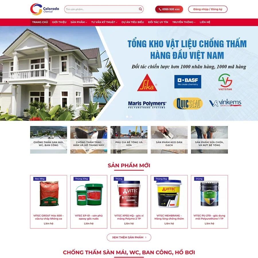 Mẫu Website cung cấp sơn chống thấm chuẩn đẹp
