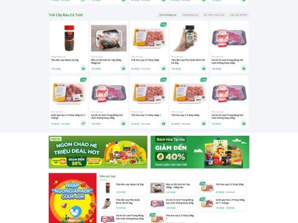 Mẫu Website bán rau củ quả, thịt cá thực phẩm chuẩn đẹp