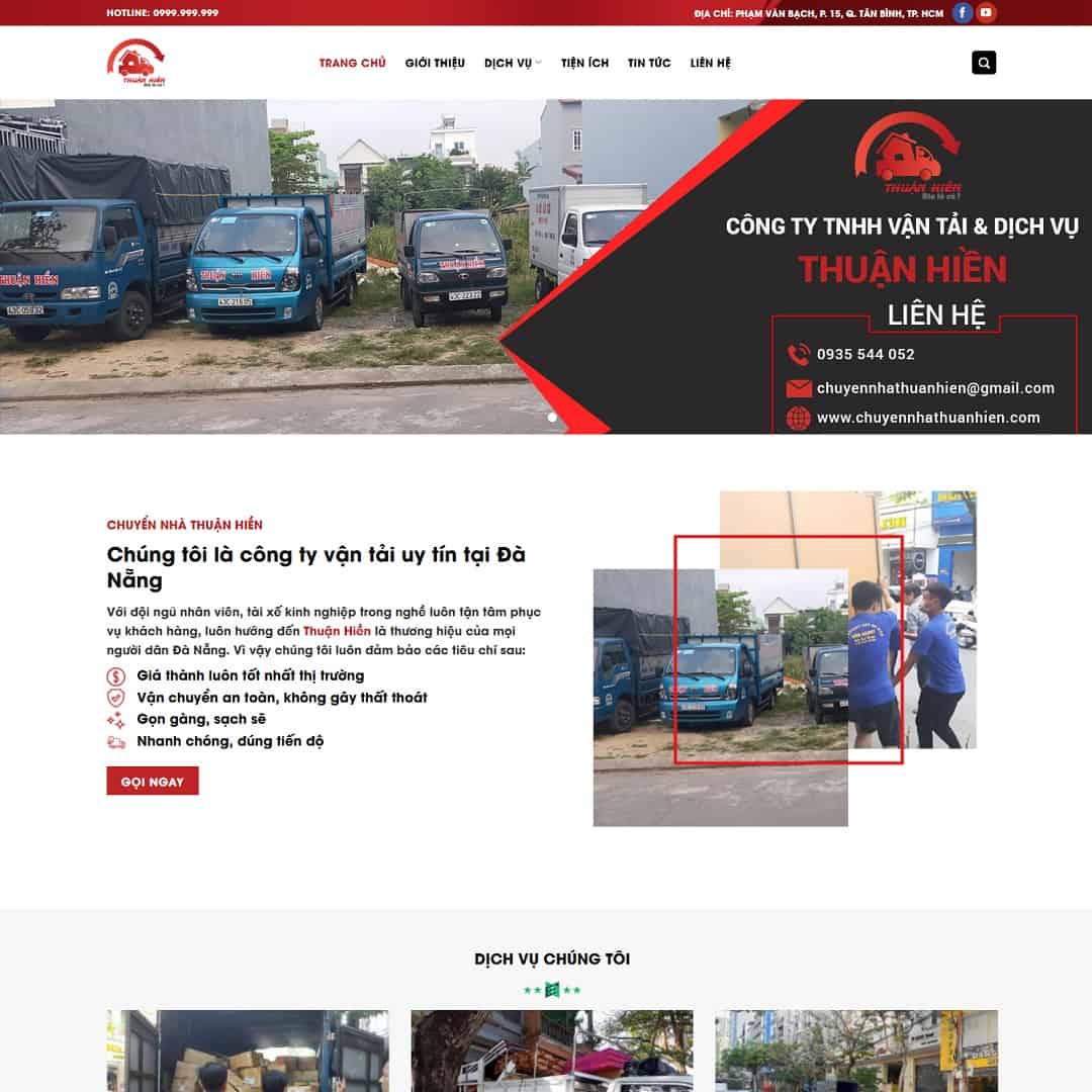 Mẫu website WordPress dịch vụ chuyển nhà