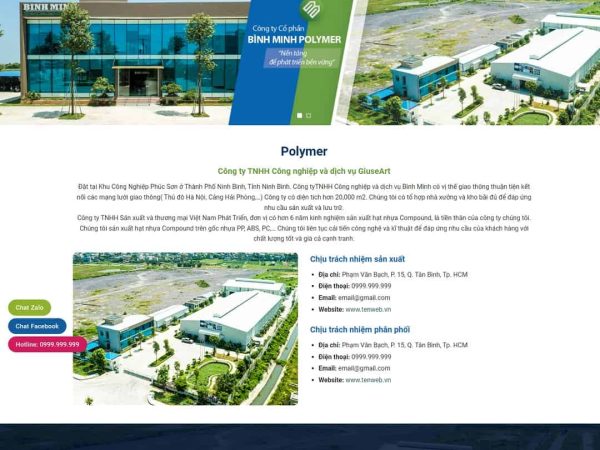 Mẫu website giới thiệu công ty sản xuất hạt nhựa