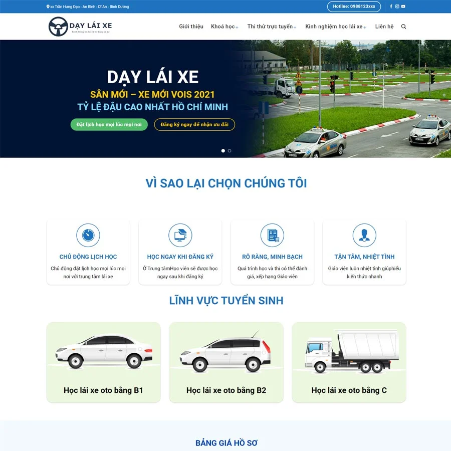 Mẫu Website dạy lái xe 02 chuẩn đẹp