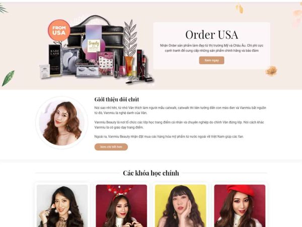 Mẫu website khóa học dạy trang điểm
