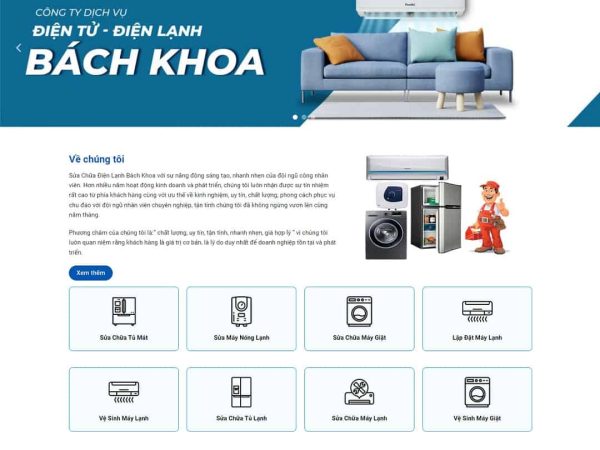 Mẫu website dịch vụ sửa chữa điện lạnh