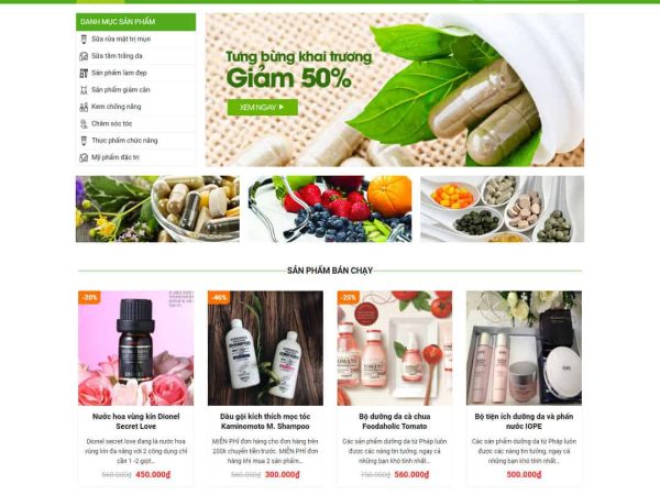 Mẫu website WordPress bán hàng dược phẩm, mỹ phẩm
