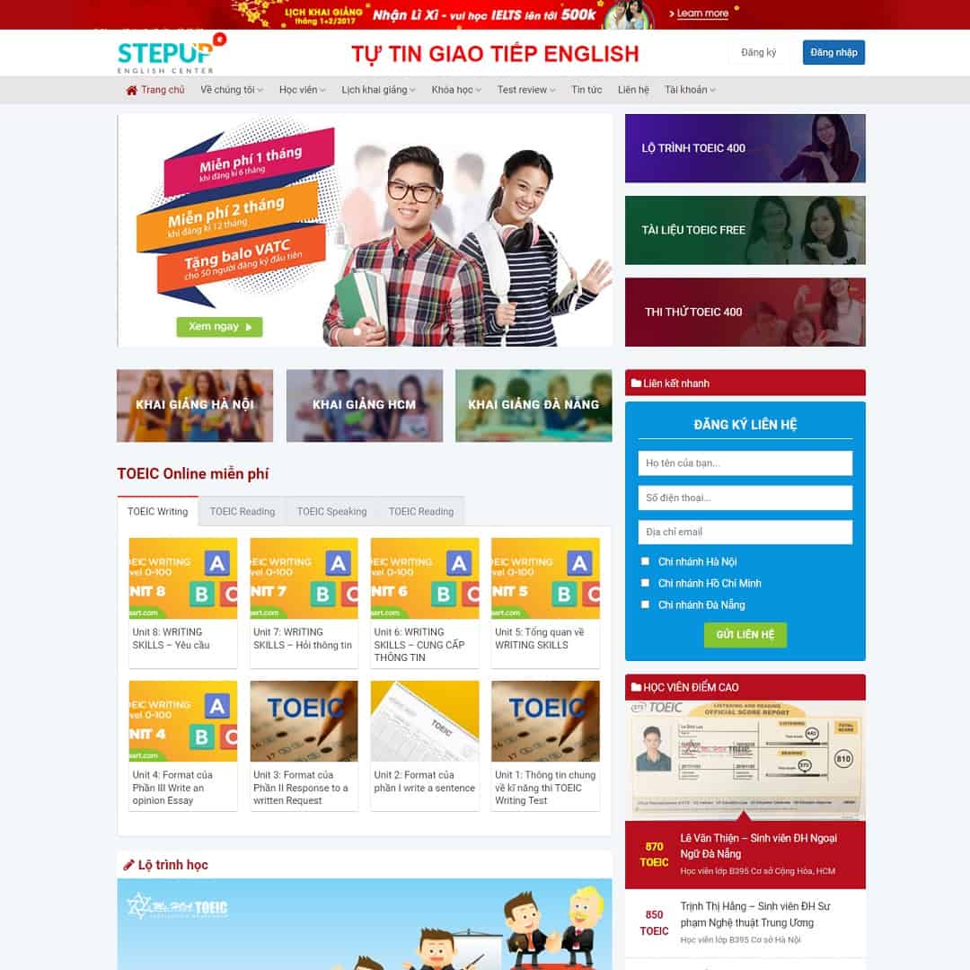 Mẫu website WordPress trung tâm anh ngữ