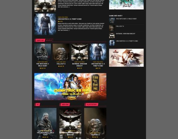 Mẫu Website review quảng cáo game chuẩn đẹp