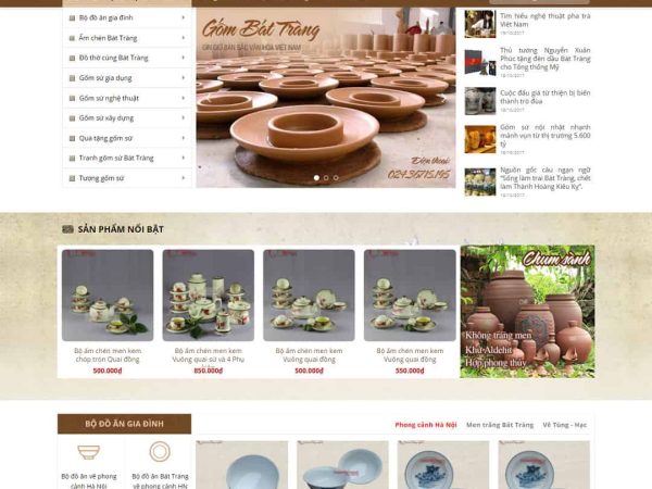 Mẫu website WordPress bán đồ gốm, sứ