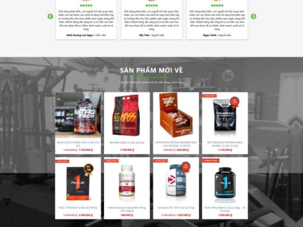 Mẫu Website bán Supplements thực phẩm bổ sung cho gymer chuẩn đẹp