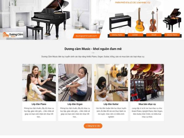 Mẫu website WordPress đào tạo học đàn