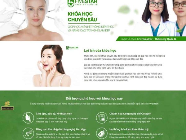 Mẫu website giới thiệu khóa học làm đẹp