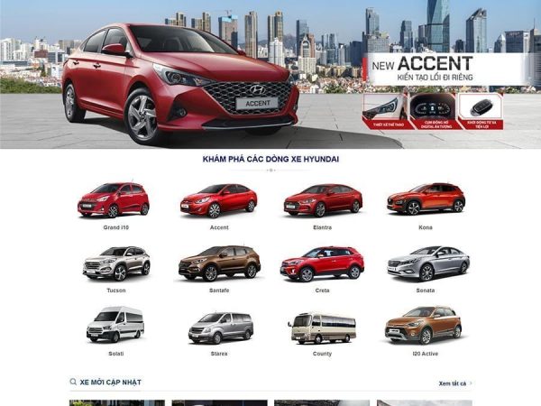 Mẫu website WordPress bán xe Hyundai 03