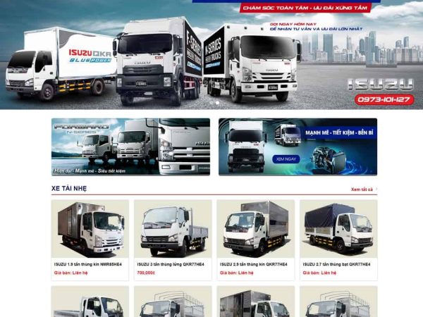 Mẫu website WordPress bán xe tải