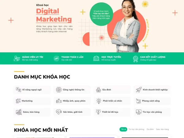 Mẫu Website Bán khóa học 03 chuẩn đẹp