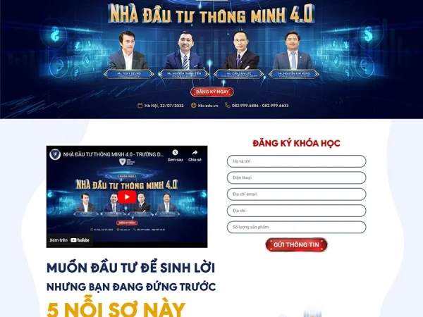 Mẫu Website khóa học đầu từ chuẩn đẹp