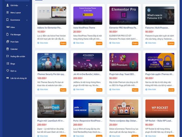 Mẫu website WordPress bán plugin, theme