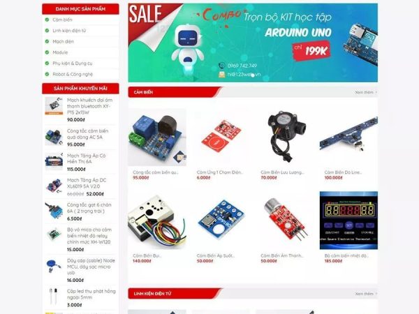 Mẫu website wordpress bán linh kiện điện tử