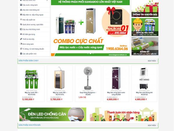Mẫu website WordPress bán máy lọc nước