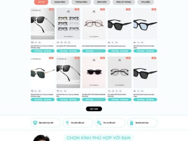 Mẫu Website shop bán mắt kính thời trang chuẩn đẹp