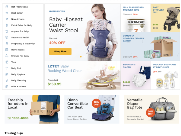 Mẫu Website Elementor bán đồ mẹ và bé chuẩn đẹp