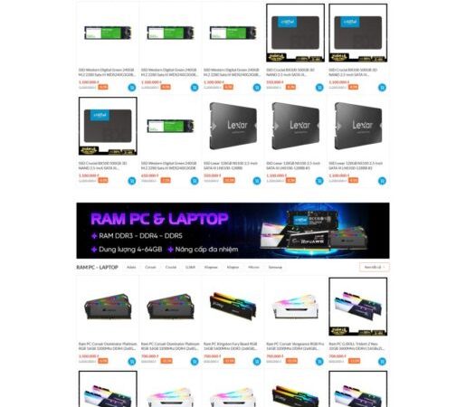 Mẫu Website bán máy tính giống memoryzone chuẩn đẹp