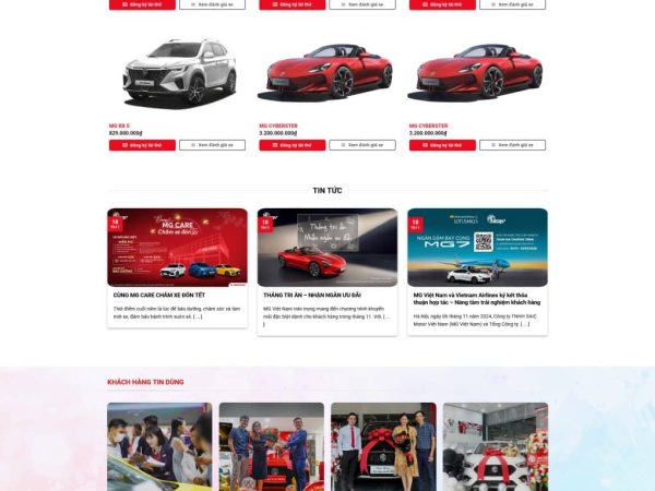 Mẫu Website showroom oto bán xe MG chuẩn đẹp