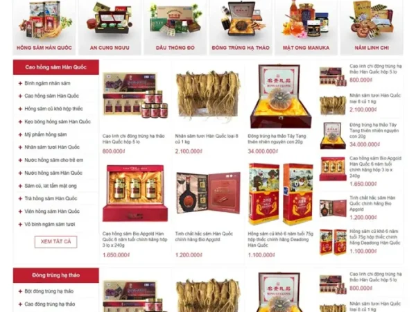 Mẫu Website bán nhân sâm chuẩn đẹp