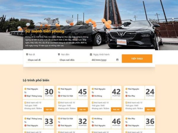 Mẫu website nhà xe, thuê xe