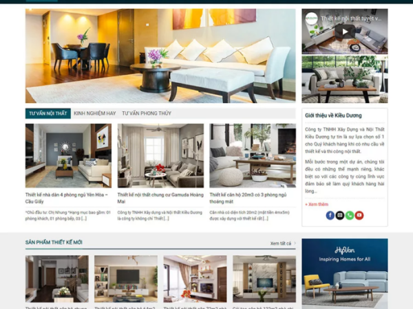 Mẫu website thiết kế nội thất 2 wordpress