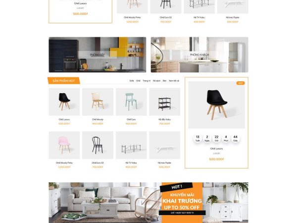 Mẫu Website Bán Hàng Nội Thất 53 chuẩn đẹp