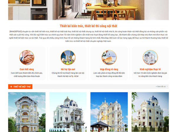 Mẫu website thiết kế thi công nội ngoại thất wordpress