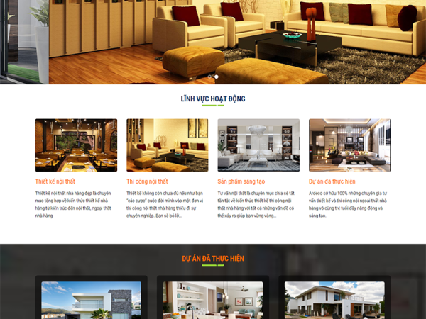 Mẫu website thiết kế thi công nội thất 2 wordpress