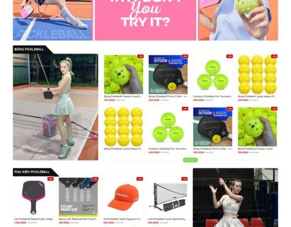 Mẫu Website bán dụng cụ thể thao pickleball chuẩn đẹp