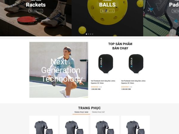 Mẫu Website Bán dụng cụ chơi Pickleball 2 chuẩn đẹp