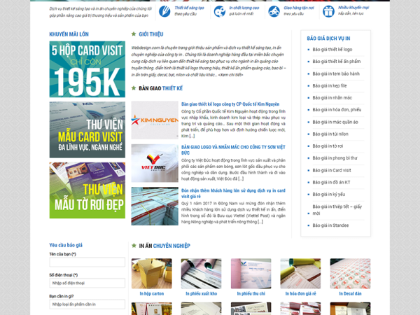 Mẫu website dịch vụ in ấn quảng cáo wordpress