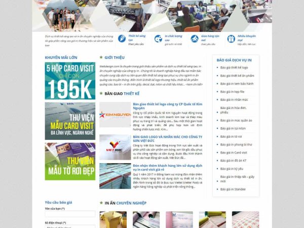Mẫu website dịch vụ thiết kế, in ấn 02