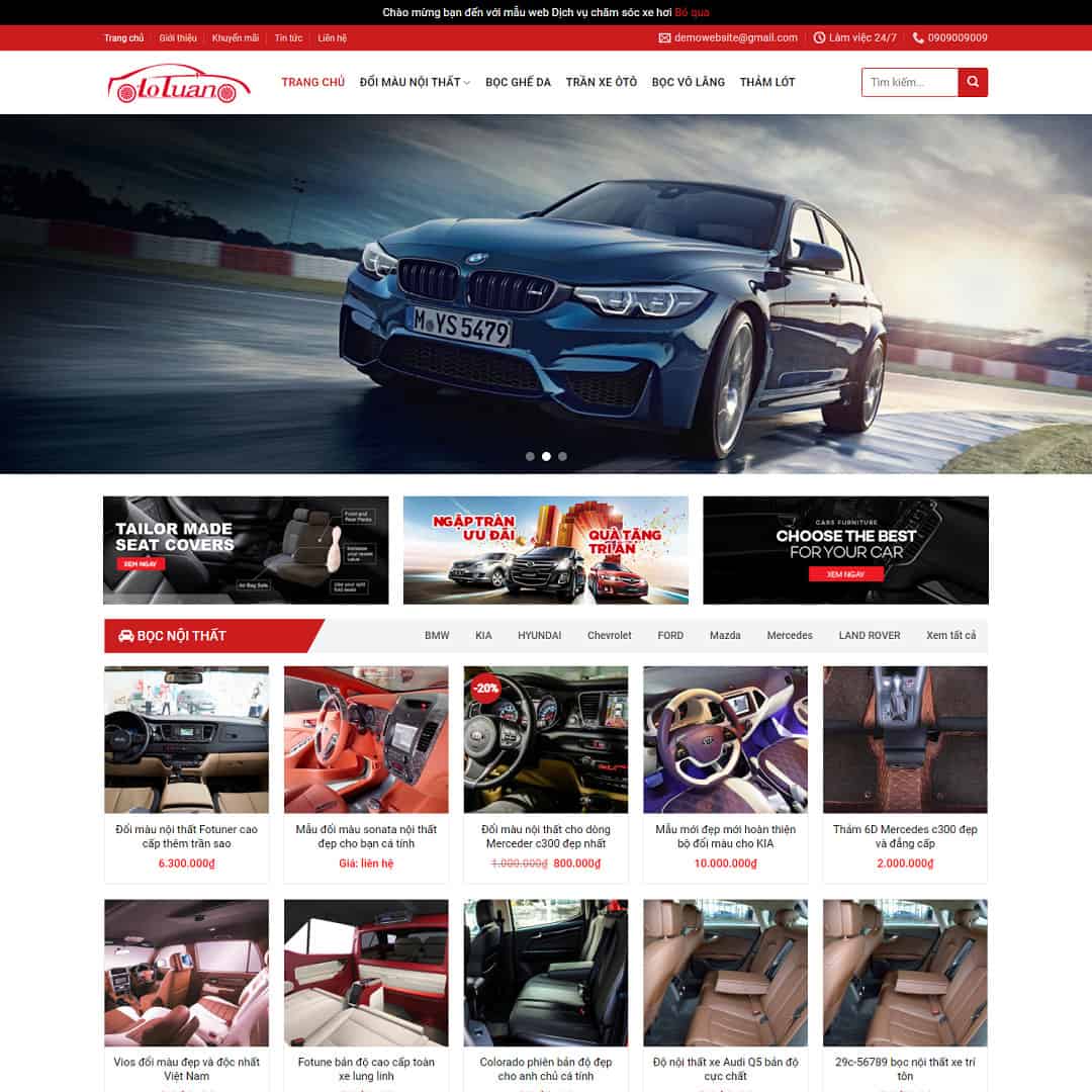 Mẫu website WordPress bán nội thất ô tô