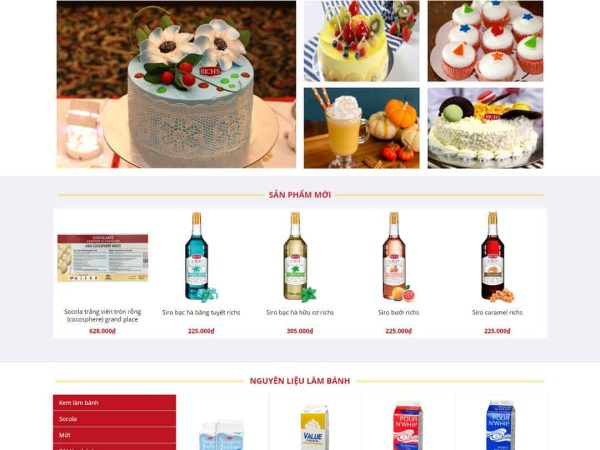Mẫu website WordPress bán nguyên liệu, dung cụ làm bánh 03